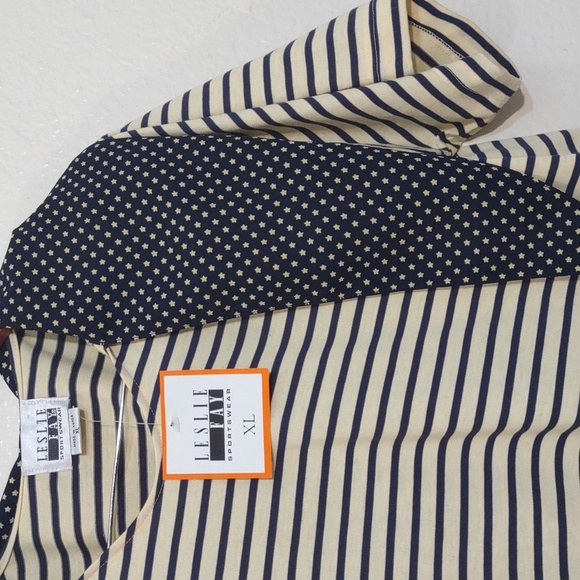 NEW WITH TAGS LESLIE FAY SPORTSWEAR SIZE XL YELLOW AND BLUE SHIRT - Picture 5 of 11